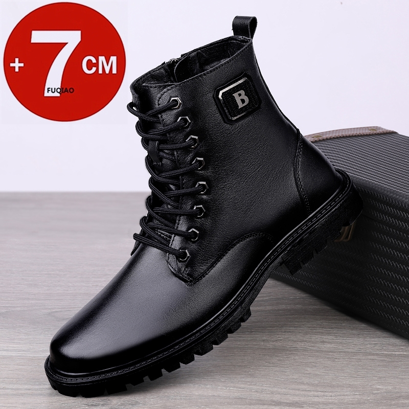 Men'S Shoes Hush Puppies - Men's Genuine Leather Elevator Boots Winter