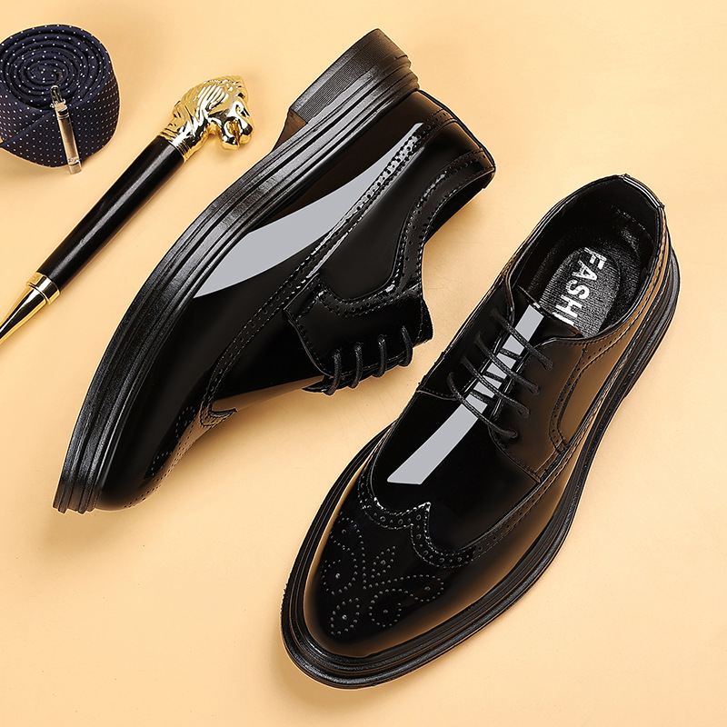Men'S Shoes Brogues - Men's Patent Leather Brogue Dress Shoes