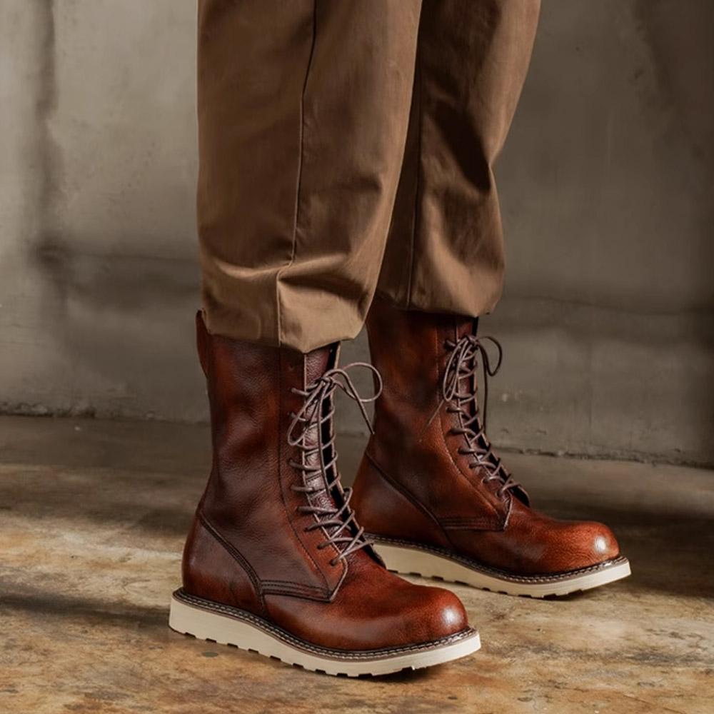 Men'S Shoes Brogues - Men's Cow Genuine Leather Motorcycle Boots