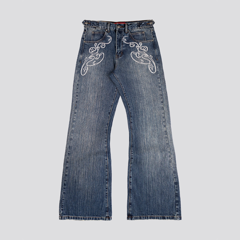 Men Shoes Jeans - Y2k Blue Opening Bootcut Jeans Vintage