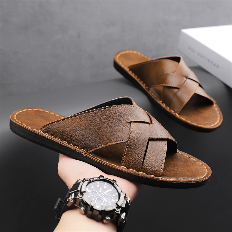 Men'S Shoes Hush Puppies - Genuine Leather Men Casual Sandals Summer