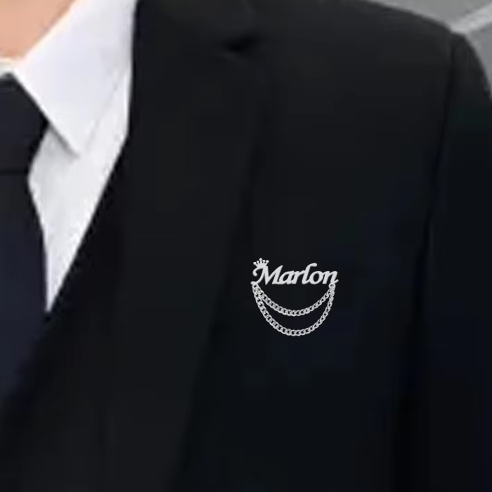 Men'S Shoes Brogues - Personalized Name Brooch Customized Crown Pins