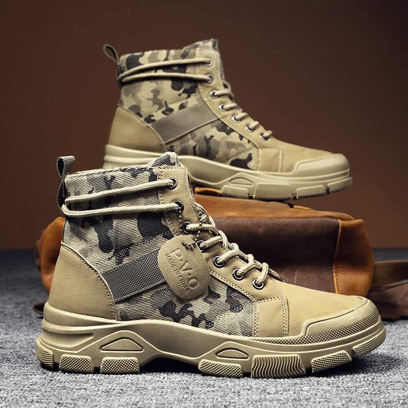 Men'S Shoes Dress Casual - High-Top Boots for Men Autumn Camouflage