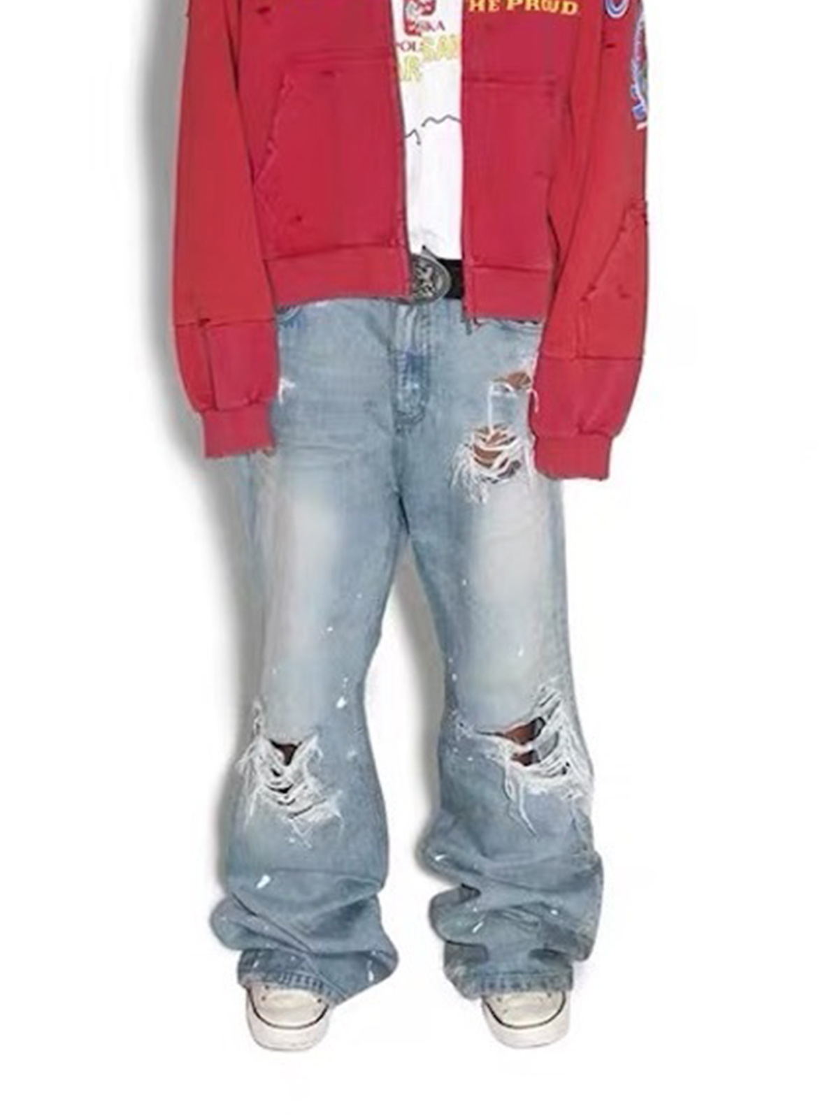 MIJKO Unisex Ripped Slub Jeans - Men Shoes Jeans review and price