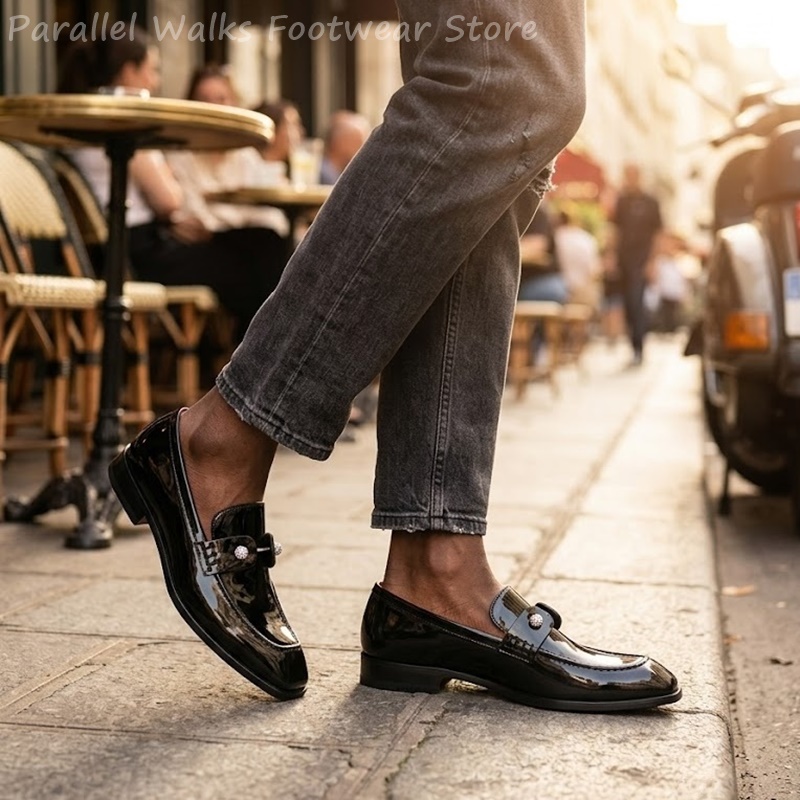 Men Black Patent Faux Suede Rh - Men Shoes For Wedding review and price