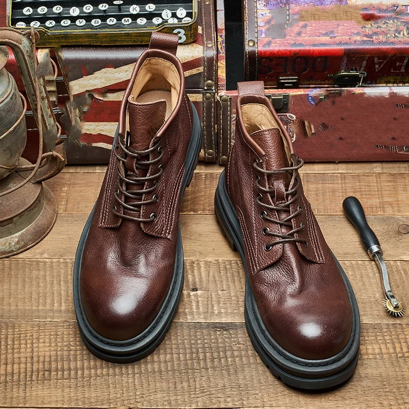 Men's Retro Ankle Leather Boot - Men'S Shoes Quality Brands review and price